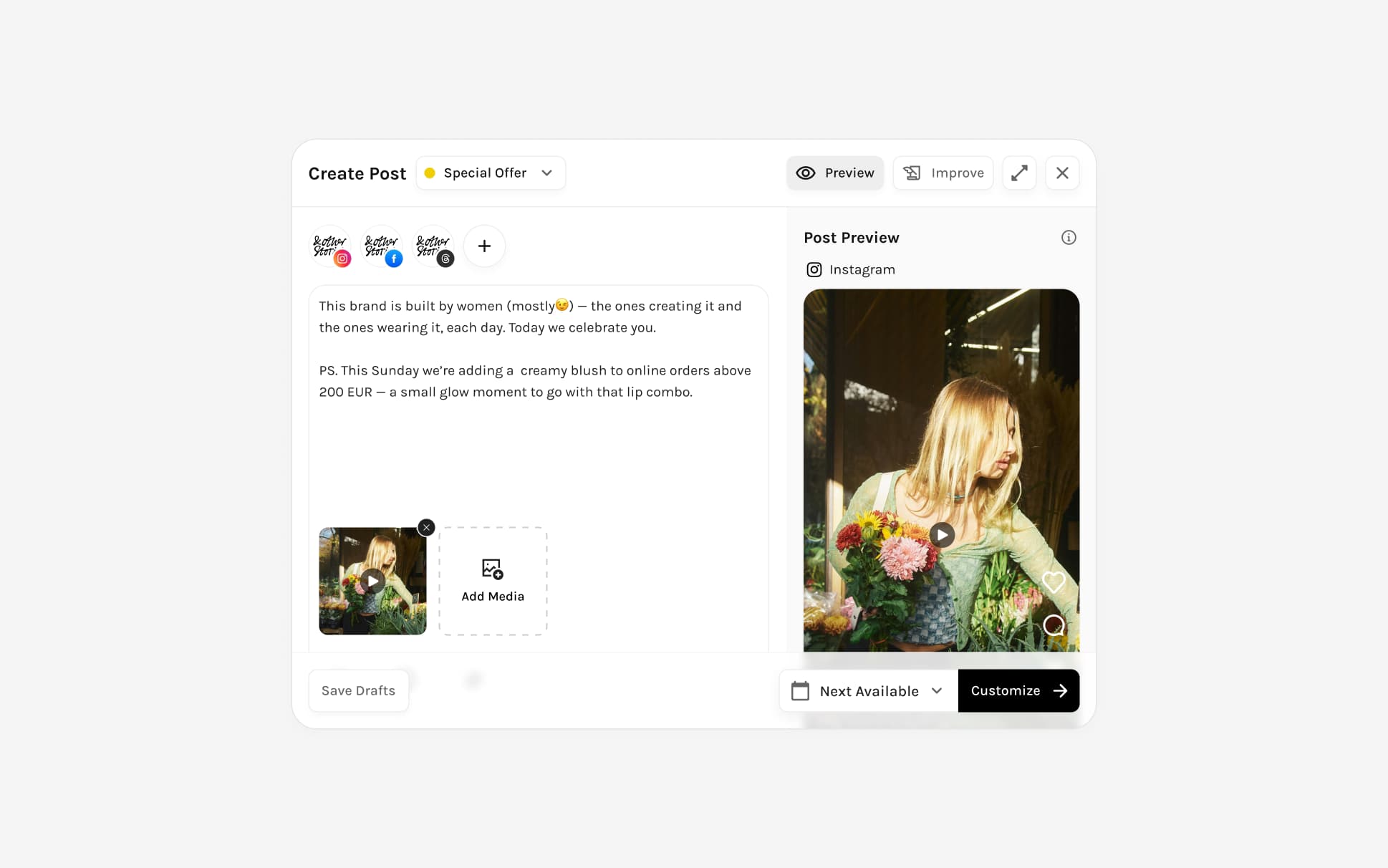 Cross-platform post editor